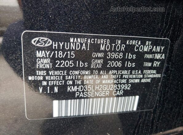 KMHD35LH2GU283992 2016 HYUNDAI ELANTRA Black Вид підкапотного простору