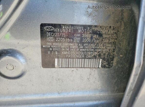 KMHD35LH2GU329899 2016 HYUNDAI ELANTRA Серый Вид подкапотного пространства