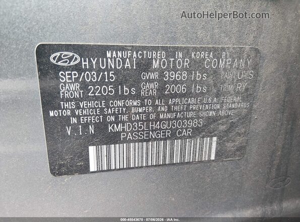 KMHD35LH4GU303983 2016 HYUNDAI ELANTRA GT Black Vista del compartimento del motor