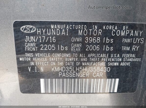 KMHD35LH5HU358430 2017 HYUNDAI ELANTRA GT Gray Engine compartment view