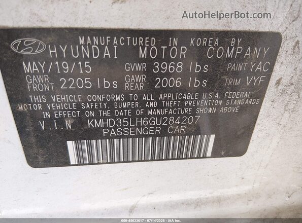 KMHD35LH6GU284207 2016 HYUNDAI ELANTRA GT White ძრავის განყოფილების ხედი