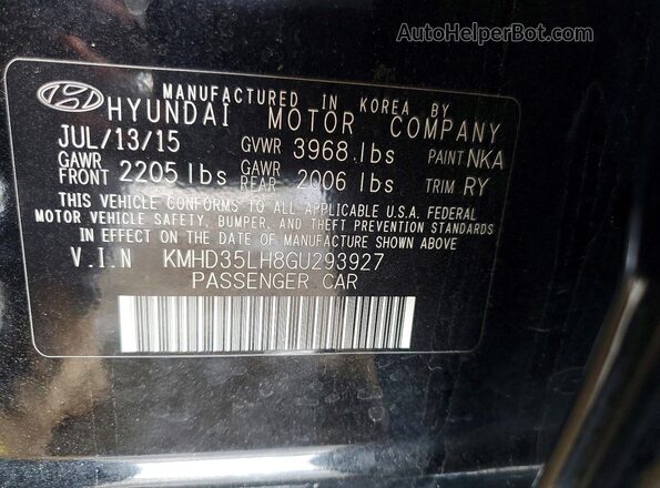 KMHD35LH8GU293927 2016 HYUNDAI ELANTRA Black ძრავის განყოფილების ხედი
