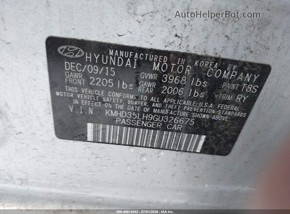 KMHD35LH9GU326675 2016 HYUNDAI ELANTRA GT Silver Widok komory silnika