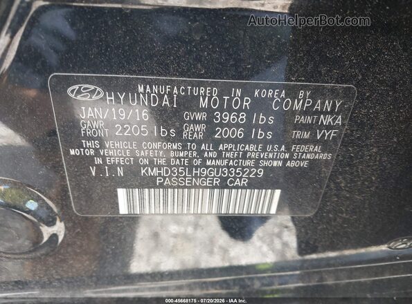 KMHD35LH9GU335229 2016 HYUNDAI ELANTRA GT Black Engine compartment view