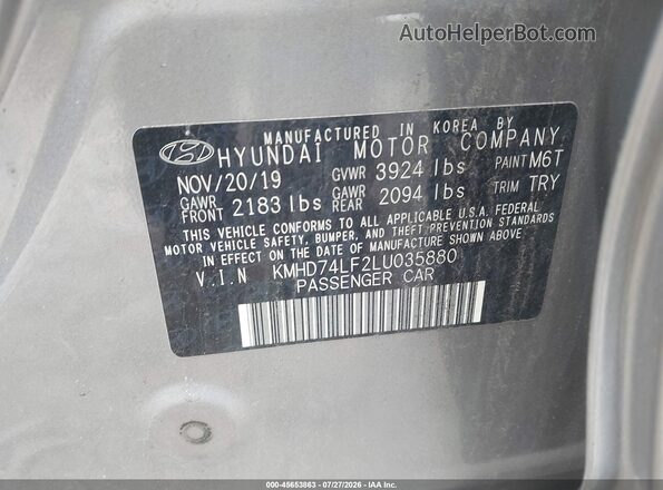 KMHD74LF2LU035880 2020 HYUNDAI ELANTRA Brown Widok komory silnika