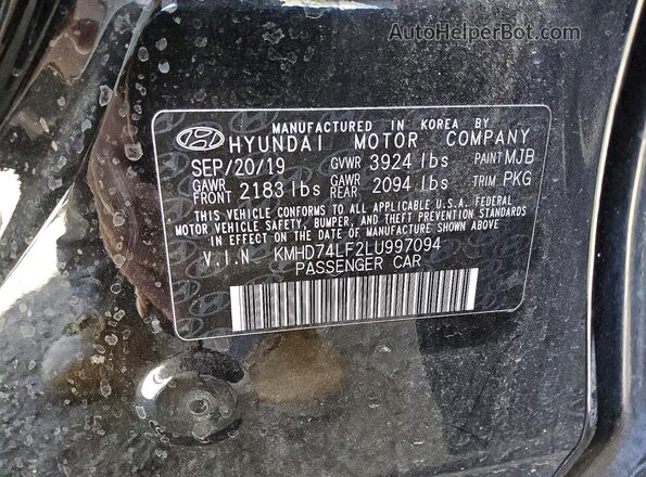 KMHD74LF2LU997094 2020 HYUNDAI ELANTRA Черный Вид наклейки с VIN-кодом