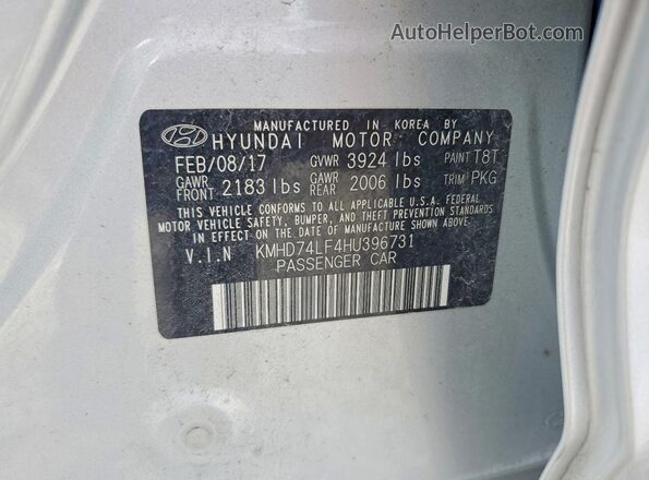 KMHD74LF4HU396731 2017 HYUNDAI ELANTRA Серебряный Вид подкапотного пространства
