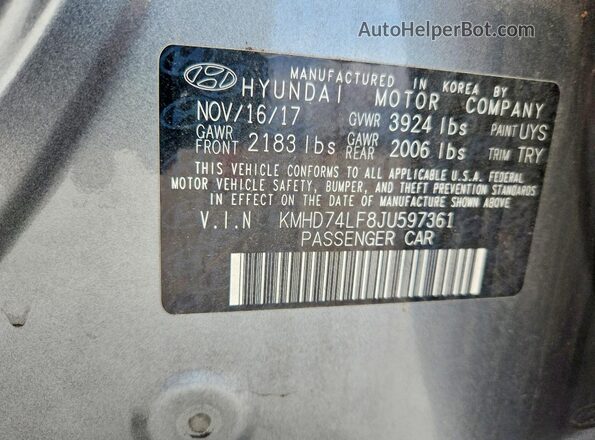 KMHD74LF8JU597361 2018 HYUNDAI ELANTRA Silver Engine compartment view