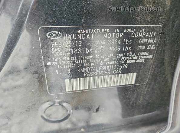 KMHD74LF9HU121579 2017 HYUNDAI ELANTRA Black ძრავის განყოფილების ხედი