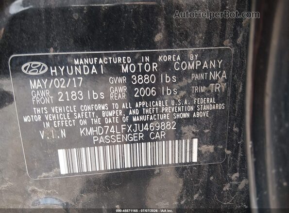 KMHD74LFXJU469882 2018 HYUNDAI ELANTRA Черный Вид подкапотного пространства
