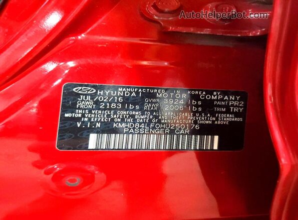 KMHD84LF0HU250176 2017 HYUNDAI ELANTRA Красный Вид подкапотного пространства