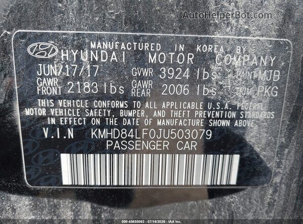 KMHD84LF0JU503079 2018 HYUNDAI ELANTRA Black Вид підкапотного простору