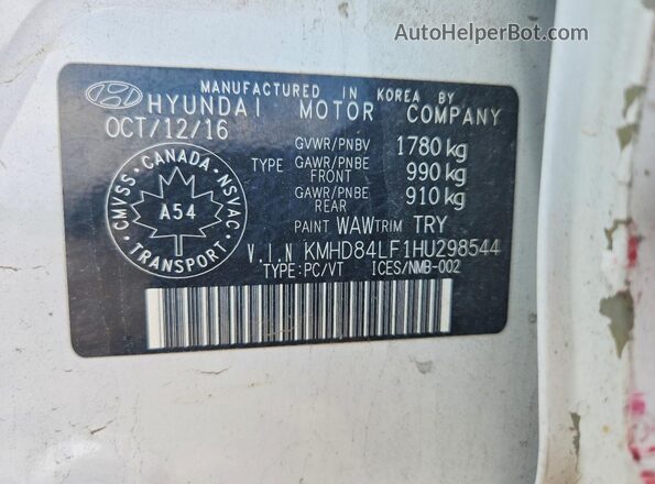 KMHD84LF1HU298544 2017 HYUNDAI ELANTRA White Engine compartment view