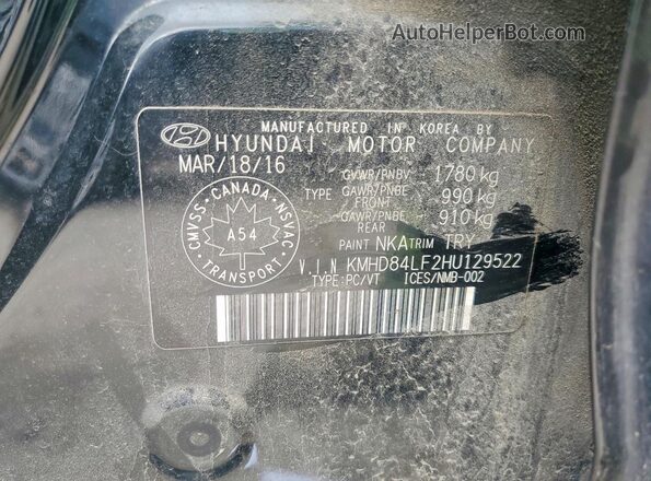 KMHD84LF2HU129522 2017 HYUNDAI ELANTRA Black Vista del compartimento del motor