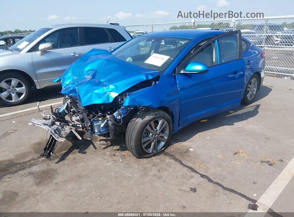KMHD84LF2HU208575 2017 HYUNDAI ELANTRA Blue წინა მარცხენა ხედი სამი მეოთხედიდან