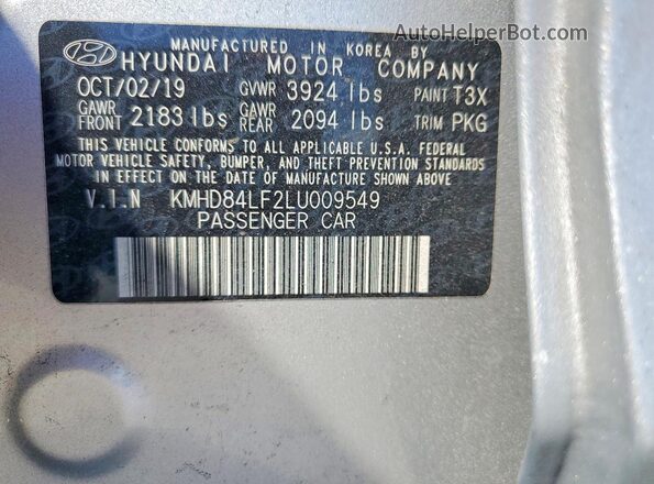 KMHD84LF2LU009549 2020 HYUNDAI ELANTRA Silver ძრავის განყოფილების ხედი