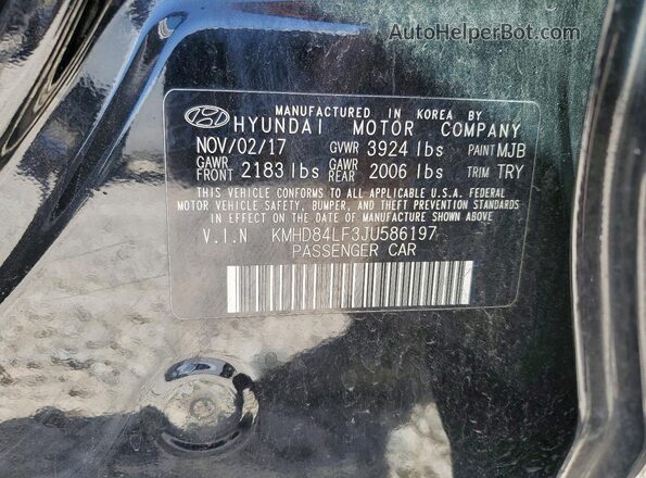 KMHD84LF3JU586197 2018 HYUNDAI ELANTRA Black Вид підкапотного простору