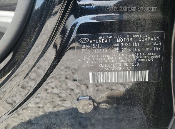 KMHD84LF3LU954039 2020 HYUNDAI ELANTRA Black Vista del compartimento del motor