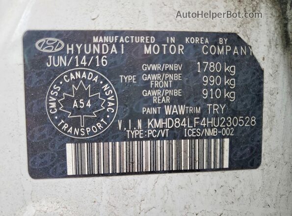 KMHD84LF4HU230528 2017 HYUNDAI ELANTRA White Engine compartment view