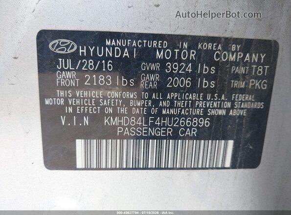 KMHD84LF4HU266896 2017 HYUNDAI ELANTRA Silver Շարժիչի բաժամունքի տեսք