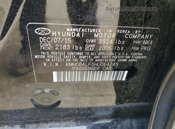KMHD84LF5HU064245 2017 HYUNDAI ELANTRA Black Vista del compartimento del motor