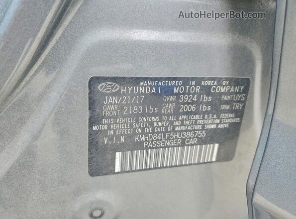 KMHD84LF5HU386755 2017 HYUNDAI ELANTRA Gray Вид підкапотного простору