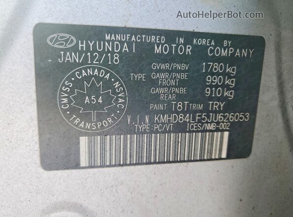 KMHD84LF5JU626053 2018 HYUNDAI ELANTRA Silver Widok komory silnika