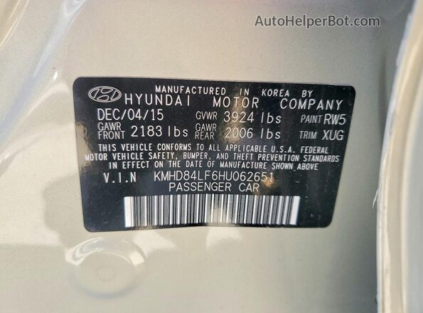 KMHD84LF6HU062651 2017 HYUNDAI ELANTRA Beige ძრავის განყოფილების ხედი