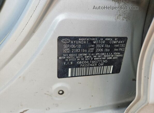 KMHD84LF6KU771345 2019 HYUNDAI ELANTRA Серебряный Вид подкапотного пространства