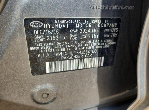 KMHD84LF7HU354180 2017 HYUNDAI ELANTRA Gray Вид підкапотного простору