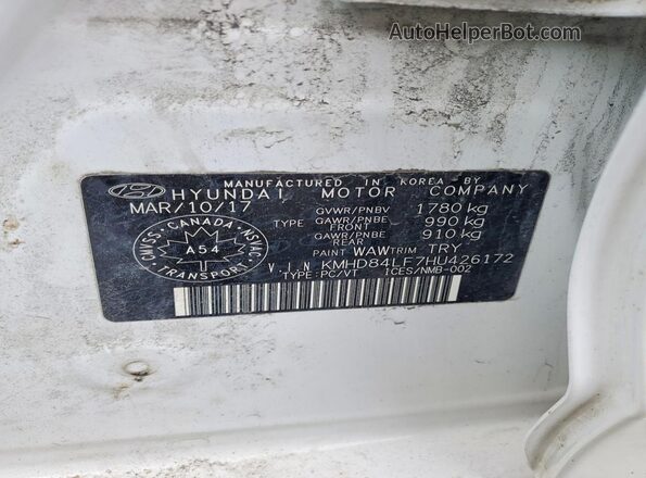 KMHD84LF7HU426172 2017 HYUNDAI ELANTRA White Вид підкапотного простору