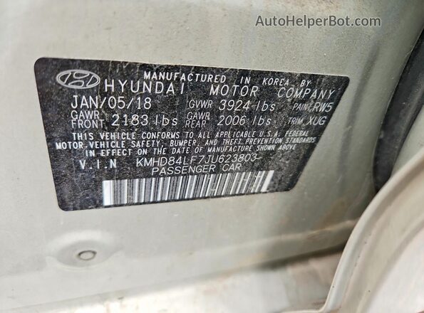 KMHD84LF7JU623803 2018 HYUNDAI ELANTRA Tan Widok komory silnika