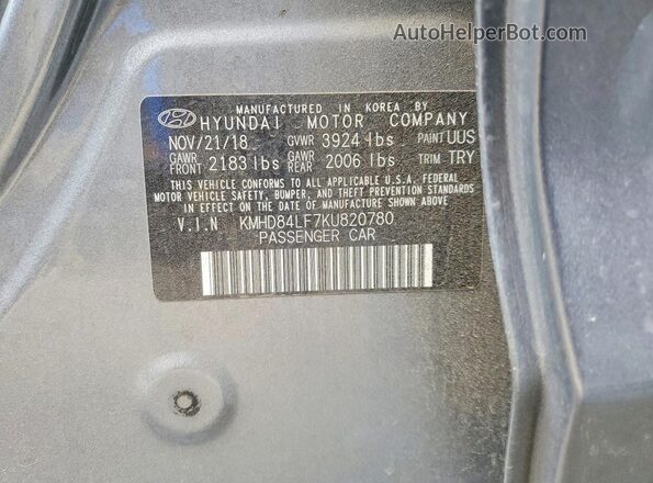 KMHD84LF7KU820780 2019 HYUNDAI ELANTRA Серый Вид подкапотного пространства