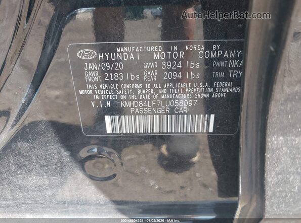 KMHD84LF7LU058097 2020 HYUNDAI ELANTRA Черный Вид подкапотного пространства