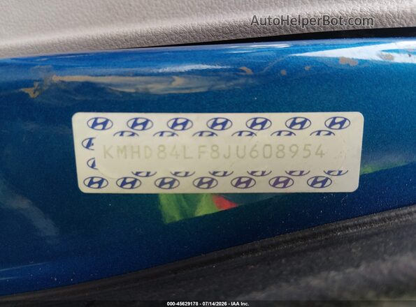 KMHD84LF8JU608954 2018 HYUNDAI ELANTRA Blue Vista del compartimento del motor