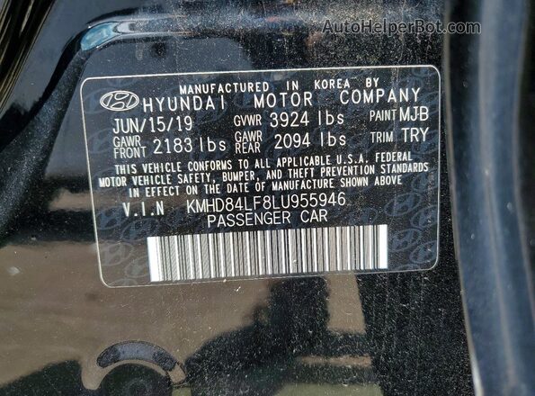 KMHD84LF8LU955946 2020 HYUNDAI ELANTRA Black Շարժիչի բաժամունքի տեսք