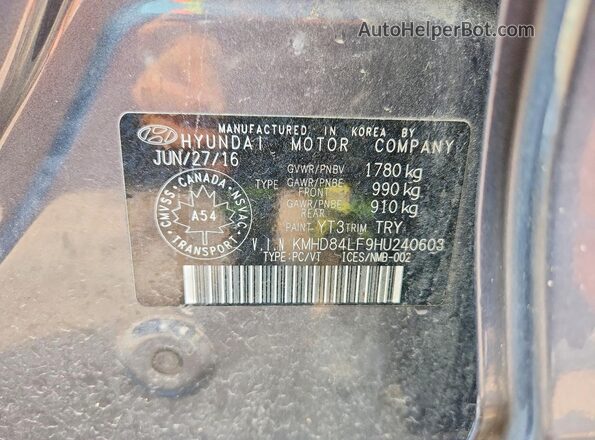 KMHD84LF9HU240603 2017 HYUNDAI ELANTRA Blue VIN sticker view
