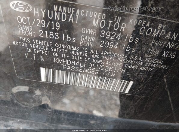 KMHD84LF9LU026168 2020 HYUNDAI ELANTRA Black Engine compartment view