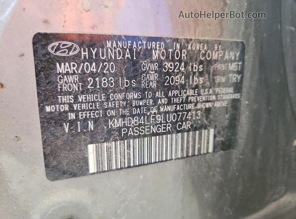 KMHD84LF9LU077413 2020 HYUNDAI ELANTRA Gray Вид підкапотного простору