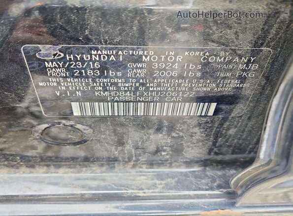 KMHD84LFXHU206122 2017 HYUNDAI ELANTRA Gray Вид підкапотного простору
