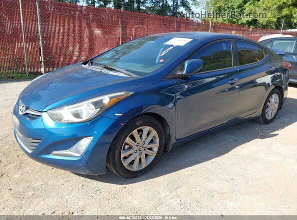 KMHDH4AE0GU584605 2016 HYUNDAI ELANTRA Blue Առջևի ձախ երեք քառորդ տեսարան