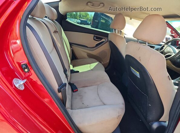 KMHDH4AE1GU491351 2016 HYUNDAI ELANTRA Red Rear seats view