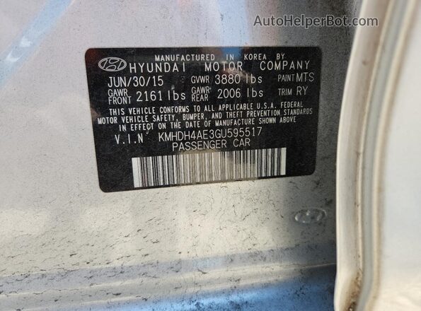 KMHDH4AE3GU595517 2016 HYUNDAI ELANTRA Silver Widok komory silnika