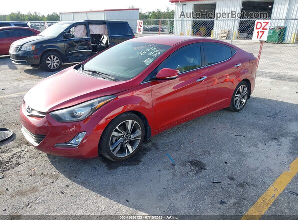 KMHDH4AE4GU598992 2016 HYUNDAI ELANTRA Red წინა მარცხენა ხედი სამი მეოთხედიდან