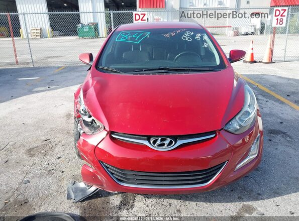 KMHDH4AE4GU598992 2016 HYUNDAI ELANTRA Red უკანა სალონის ხედი