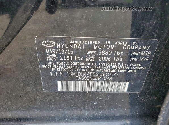 KMHDH4AE5GU501573 2016 HYUNDAI ELANTRA Black Vista del compartimento del motor