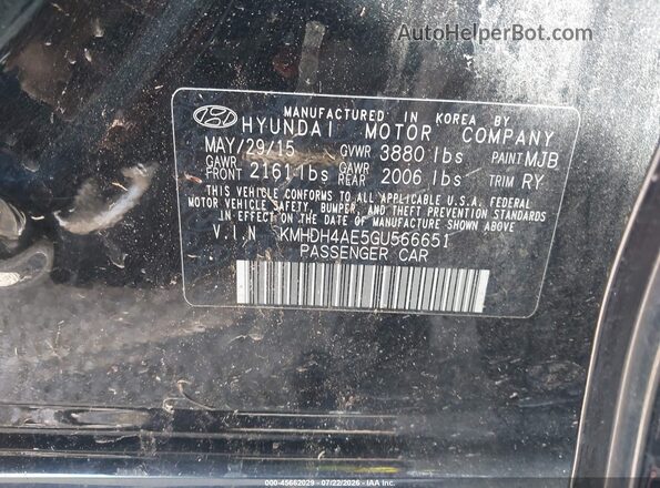 KMHDH4AE5GU566651 2016 HYUNDAI ELANTRA Black Вид підкапотного простору