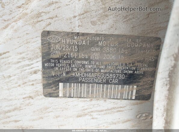 KMHDH4AE6GU589730 2016 HYUNDAI ELANTRA Silver Engine compartment view