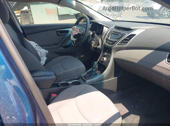 KMHDH4AE7GU489328 2016 HYUNDAI ELANTRA Синий Вид салона спереди