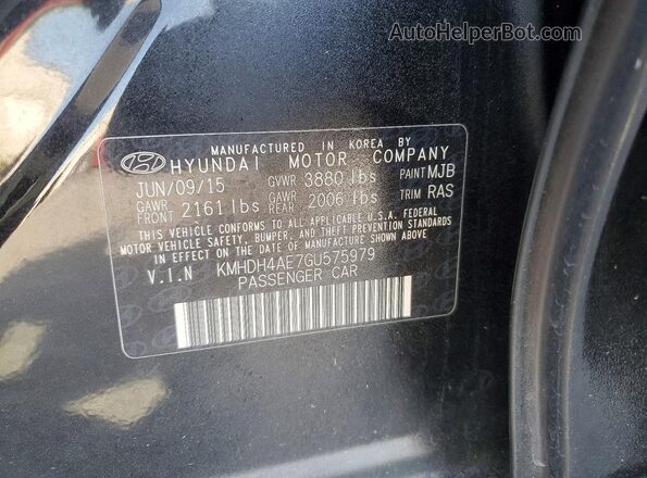 KMHDH4AE7GU575979 2016 HYUNDAI ELANTRA Black Вид підкапотного простору
